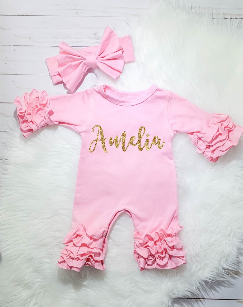 Personalized Newborn Girl Coming Home Outfit Girl Gown Baby Etsy