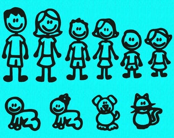 pix Stick Figure Family Of 4 With 2 Sons stick family embroidery design etsy