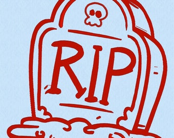 RIP 1 Redwork Machine Embroidery Design in 8 Sizes and 12 Formats