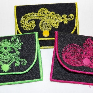 Estuche minimalista para tarjetas de crédito, billetera, varios estampados, filigrana, hilo de neón brillante, ecológico