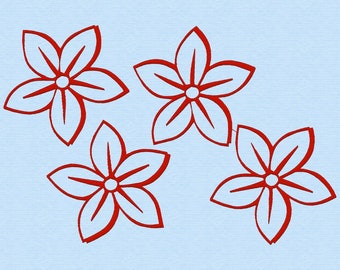 Flower 17 Redwork Machine Embroidery Design in 11 sizes and 12 formats
