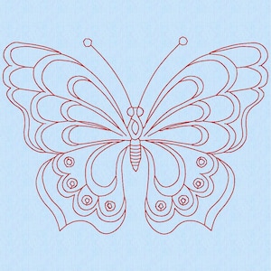 Butterfly 2 Redwork machineborduurontwerp in 9 maten en 11 formaten digitale bestanden