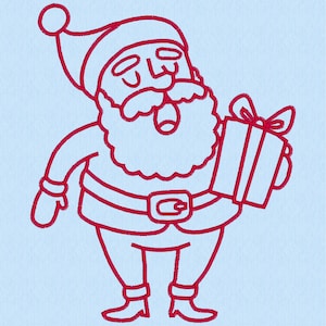 Santa 4 Redwork Machine Embroidery Design in 10 sizes and 12 formats Digital Files
