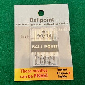 Klasse 5-Pack Ballpoint Sewing Machine Needles Size 90/14