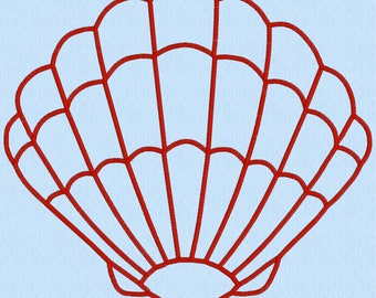 Shell 1 Redwork machine embroidery design in 8 sizes and 12 formats