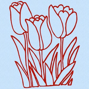 Blume 12 Tulpen Maschinenstickerei in 11 Größen und 12 Formaten Digitale Dateien