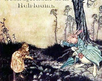 Alice im Wunderland Down The Rabbit Hole Arthur Rackham ~ DIY 2 Kreuzstichmuster Farbe & Schwarz ~ Download