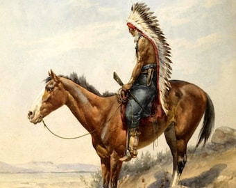 L'avant-poste ~ Crow Indian ~ Amérindien ~ DIY Cross Stitch Pattern in Color and BlackWhite Symbols ~ Instant Download