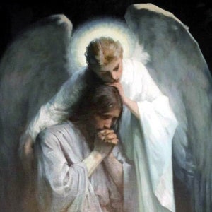 Agony in the Garden ~ Jesus, Angel, Gethsemene, Spiritual, Religious - Cross Stitch Pattern in Color and BlkWht Symbols - Instant Download