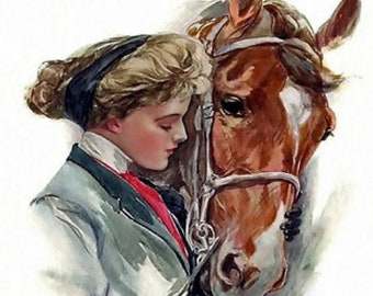 The Sugarcube ~ Vintage Horses, Ladies ~ Harrison Fisher ~ Cross Stitch Pattern in Color and BlkWht Symbols - Instant Download