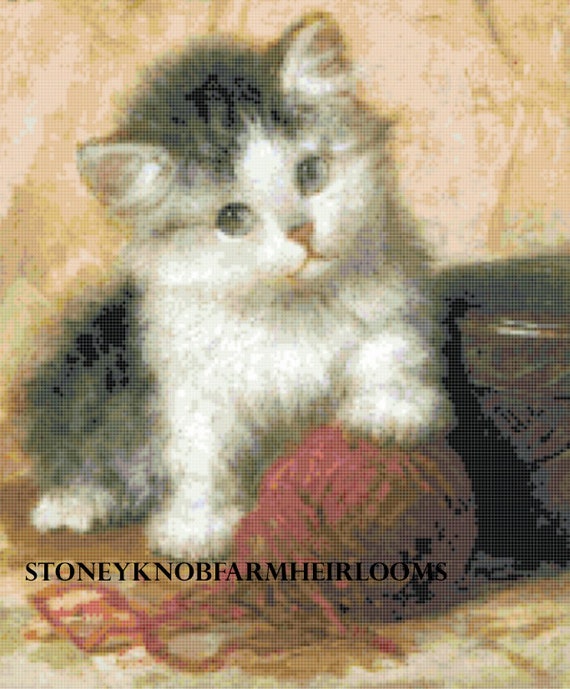 Mischief a Kitten ~ Cats ~ Henriette Ronner Knip ~ DIY 2 Cross