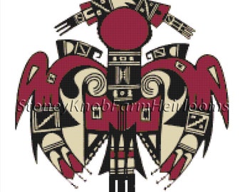 Conception de Pueblo amérindien ~ motif de point de croix bricolage en couleur et en symboles BlackWhite ~ téléchargement immédiat