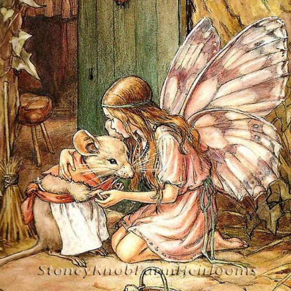 Gentle Comfort ~ Fairy and Mrs. Mouse ~ DIY Counted Cross Stitch Pattern in Color & in BlkWht Symbols~Download