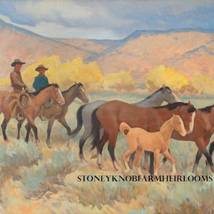 Coming Home ~ American West, Horses ~ Maynard Dixon ~ DIY 2 Cross Stitch Patterns ~ Color and BlackWhite Symbols ~ PDF Download