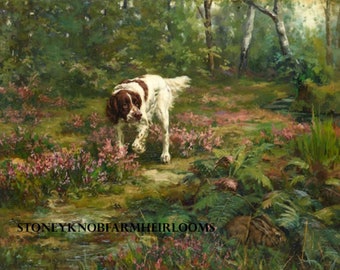 English Setter and a Rabbit ~ Dogs, Puppies ~ DIY 2 Cross Stitch Patterns Color and BlackWhite Symbols ~ PDF Download