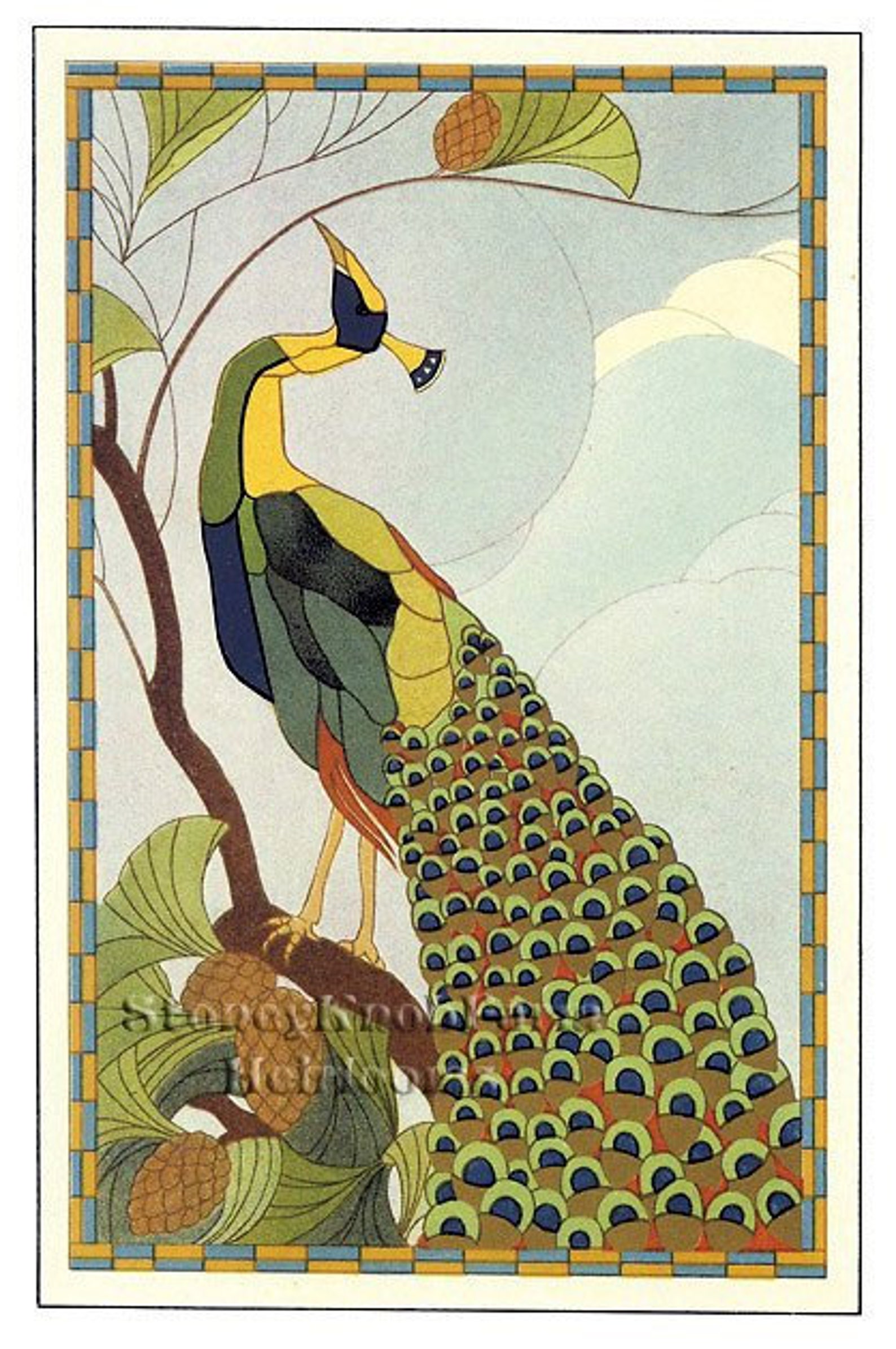 Peacock ~ Viennese Art Nouveau ~ Stained Glass Design ~ DIY 2 Cross ...