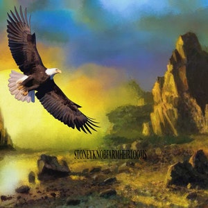 Adler bei Sonnenuntergang ~ Vögel, Berglandschaften ~ Kreuzstichmuster ~ 2 Zählmuster ~ PDF Download