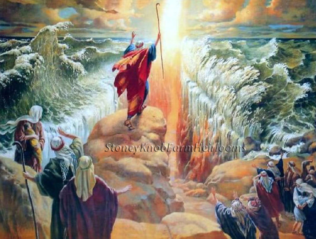 Moses Parting the Red Sea ~ Religious, Spiritual ~ DIY 2 Cross