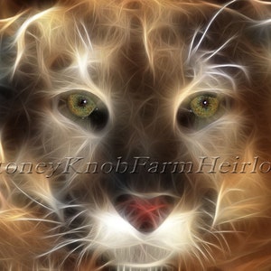 Cougar Fraktal ~ Raubkatzen, Wild, Natur ~ DIY Kreuzstichmuster ~ Download