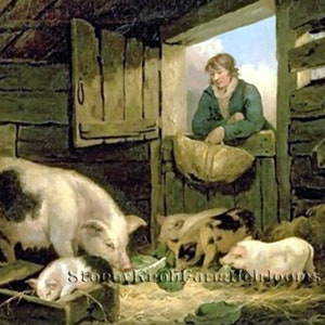 Mère cochon et ses porcelets ~ Barnyard ~ George Morland ~ DIY 2 Cross Stitch Patterns Color and in BlackWhite Symbols ~ Digital Downlo