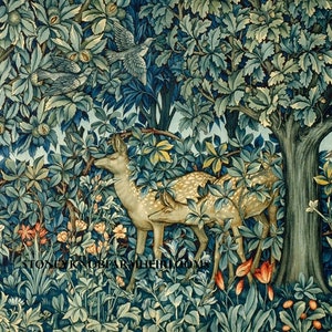 Forest Deer ~ William Morris, J.H. Deale ~ DIY 2 Cross Stitch Patterns ~ Color and BlackWhite Symbols ~ PDF