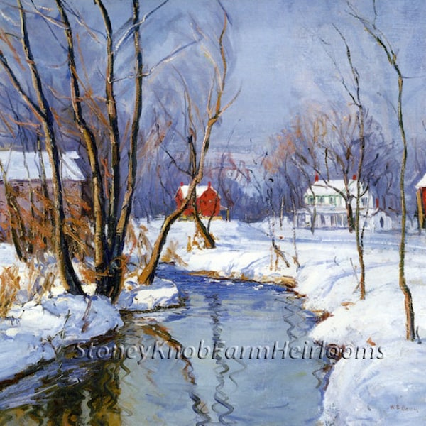 The Village Mill in Winter ~ Landscapes ~ DIY 2 Cross Stitch Patterns ~ One in Color and one in BlackWhite Symbols ~ Digital Download