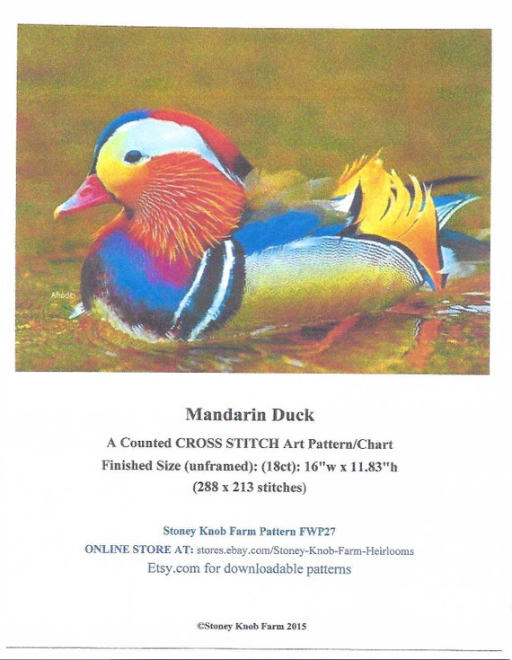 Mandarin Duck Wild Birds, Ducks, Nature DIY 2 Cross Stitch.