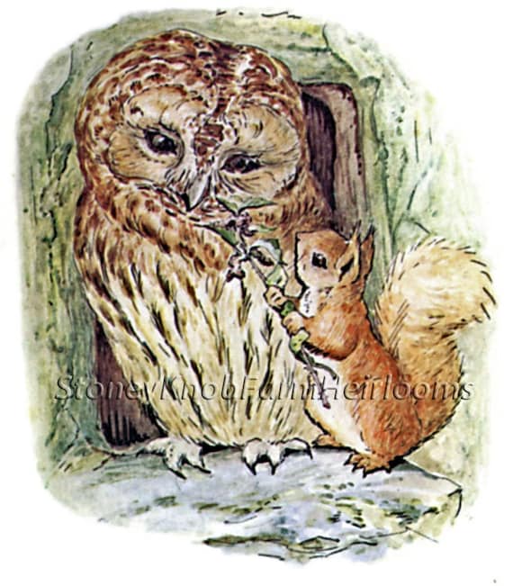 Old Mr. Brown ~ Beatrix Potter ~ Squirrel Nutkin ~ 2 Counted Cross Stitch  Patterns in Color and in BlkWht Symbols ~ Digital Download