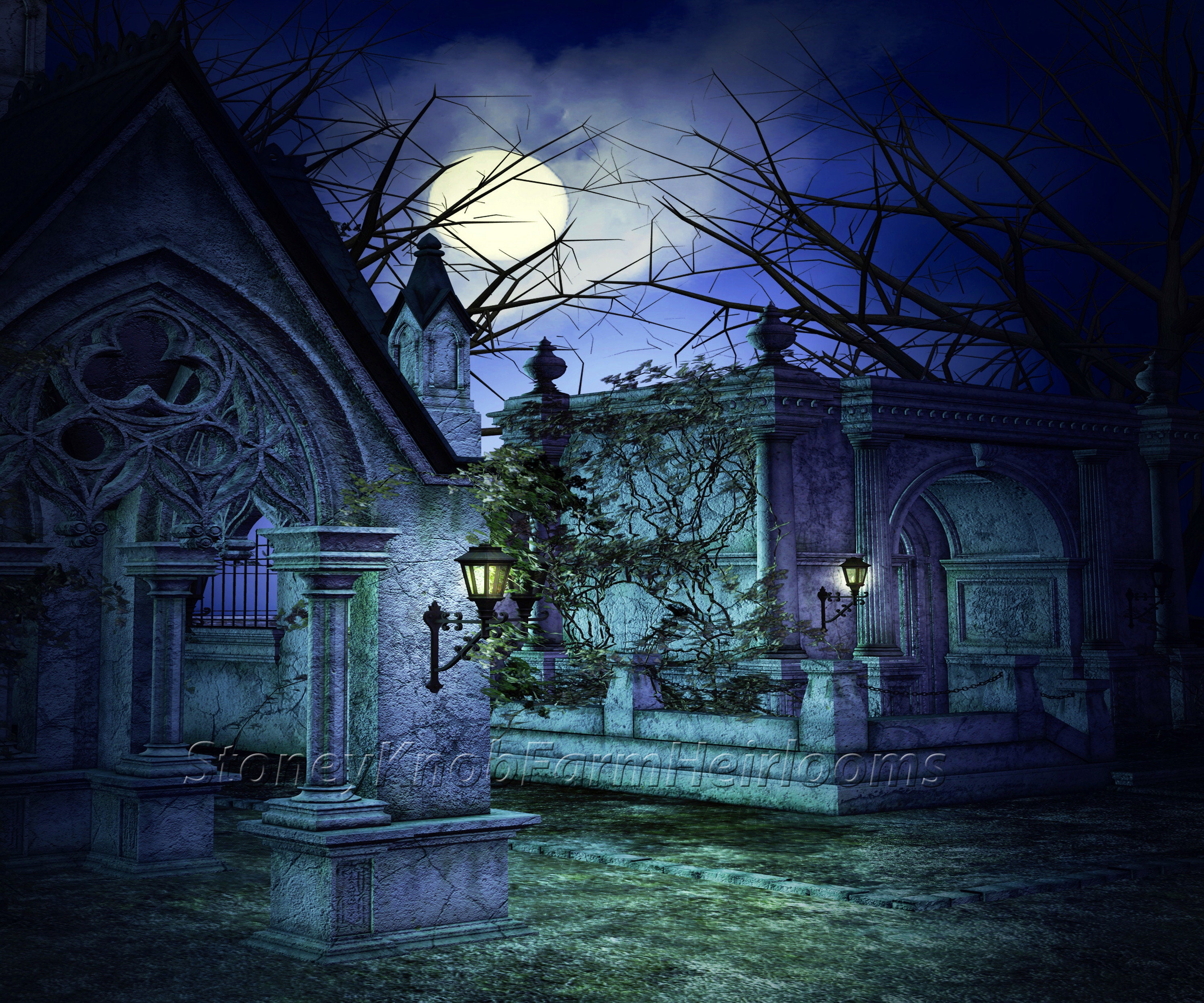 Gothic Friedhof Fantasy, Spooky Kreuzstich Stickmuster Kreuzstich  Stickmuster Digital Download - Etsy.de