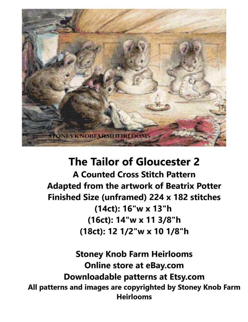 The Tailor of Gloucester 2 ~ Beatrix Potter Storybook Art ~ DIY 2 Cross ...