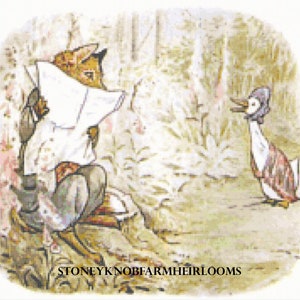 Tale of Jemima Puddle Duck 7 ~ Beatrix Potter Storybook Art ~ DIY 2 Cross Stitch Patterns ~ Color and BlackWhite Symbols ~ PDF Download