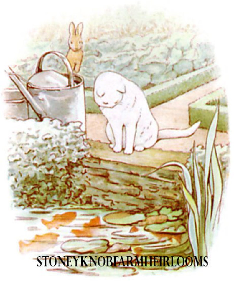 Beatrix Potter Cat Goldfish Pond Peter Rabbit ~ DIY 2 Cross Stitch ...