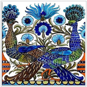 Cross-tailed Peacocks ~ William de Morgan, Medieval ~ 2 DIY Cross Stitch Pattern One in Color and One in BlkWht Symbols ~ Digital Download