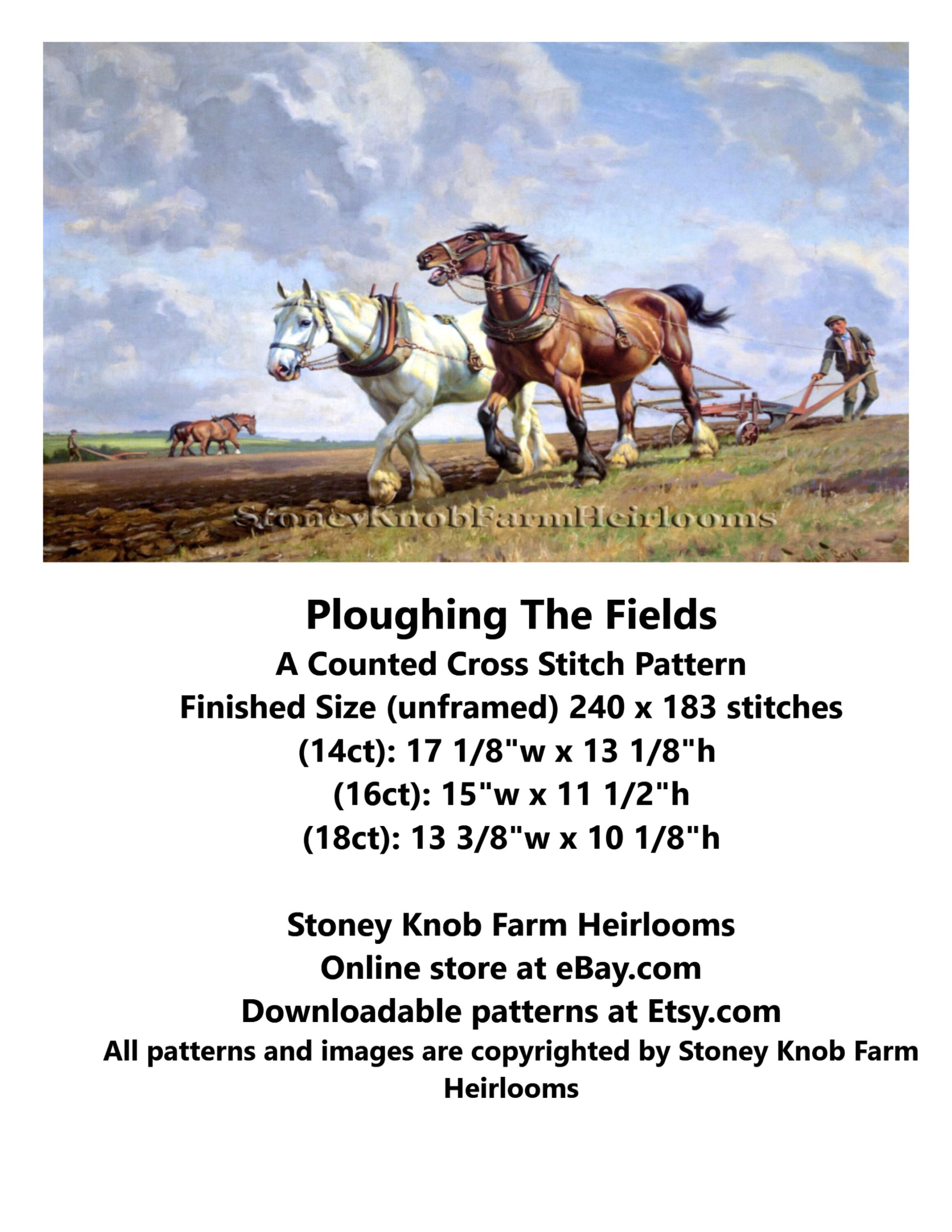 Ploughing the Fields ~ Horses ~ Wright Barker ~ DIY 2 Cross Stitch ...