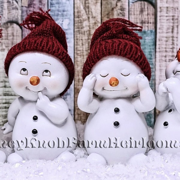 4 Little Snowmen ~ Christmas, Winter, Snow ~ 2 DIY Counted Cross Stitch Patterns One in Color One in BlkWht - Digital Download