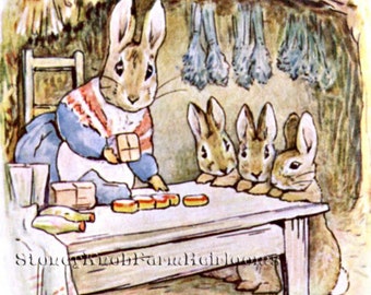 Tale of Benjamin Bunny 2a ~ Beatrix Potter ~ 2 Counted Cross Stitch Patterns in Color and Black and White - Instant Download