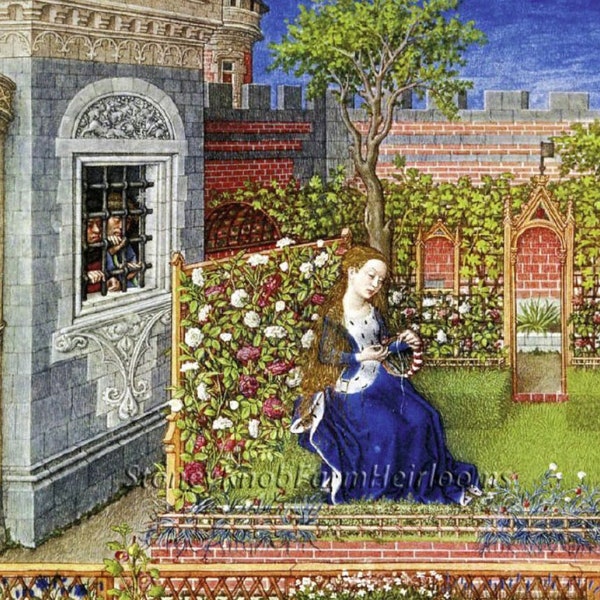 In The Medieval Garden ~ Flowers, Gardens ~ DIY 2 Cross Stitch Patterns One in Color and One in BlackWhite Symbols ~ Digital Download