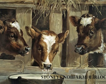 Cows ~ Farm Animals, Barnyard ~ DIY 2 Cross Stitch Patterns ~ Color and BlackWhite Symbols ~ PDF Download