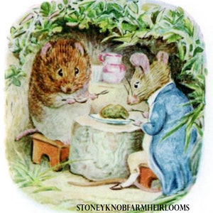 Sagan om Johnny Town-musen 6 ~ Beatrix Potter Sagobokskonst ~ DIY 2 Korsstygnsmönster ~ Färg- och svartvita symboler ~ PDF-nedladdning