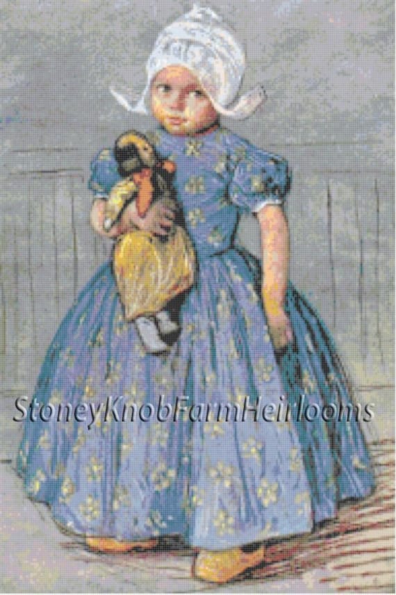 Girls and Pets Cross Stitch Pattern Antique Cross Stitch Pattern Children X Stitch PDF Pattern