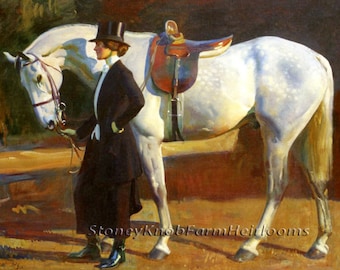 My Horse is My Friend ~ Victorian Ladies, Horses ~ DIY 2 Cross Stitch Patterns Color and BlackWhite Symbols ~ Download