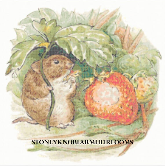 Timmie Willie Eating Strawberries ~ Beatrix Potter ~ DIY 2 Cross