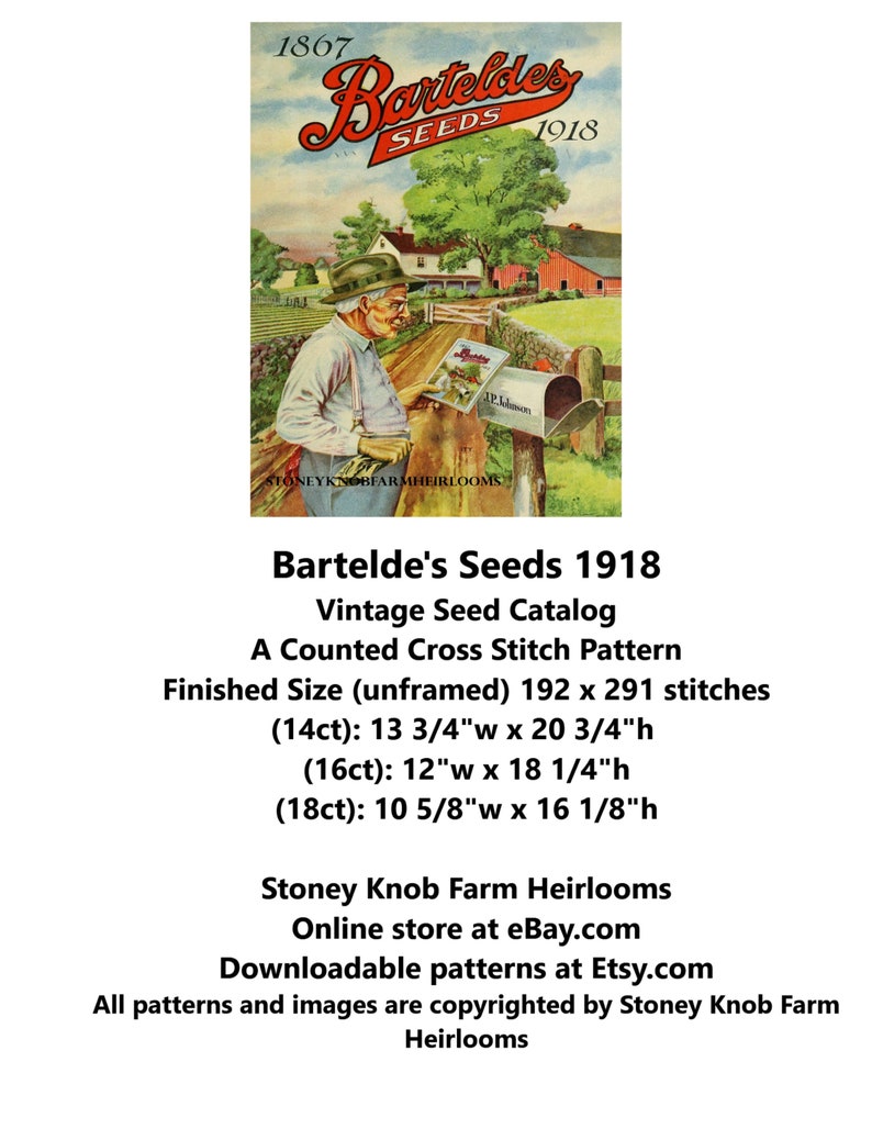 Bartelde's Seeds 1918 Farmer Vintage Seed Catalog DIY 2 Cross