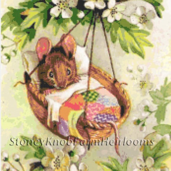 Baby Mouse ~ Beatrix Potter ~ 2 DIY Cross Stitch Patterns ~ One in Color and one in BlkWht Symbols ~ Download