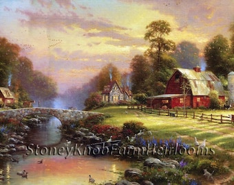 Country Farm Home ~ Landscapes ~ 2 DIY Cross Stitch Patterns One in Color & One in BlkWht Symbols - Digital Download