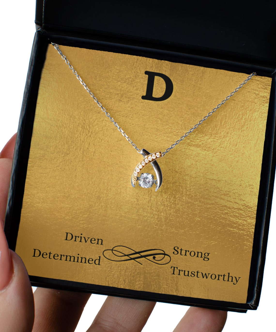 D first initial meaning necklace with monogram message card etsy uk