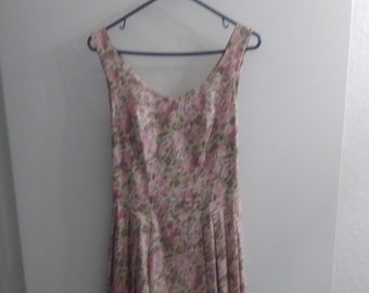 Laura Ashley UK 80s Floral Sleeveless Midi Full Skirt Dress