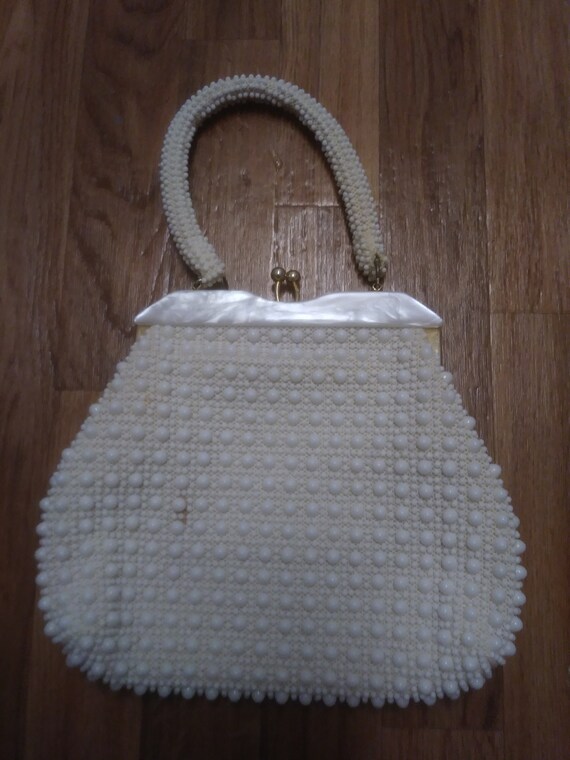 White Beaded Evening Bag 1960s