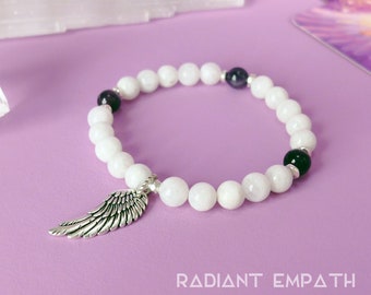 Archangel Haniel Bracelet | Guardian Angel Gemstone Bracelet | Moonstone Angel Wing Bracelet | Angel Wing Jewelry | Angel of Grace