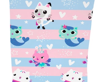 Gabby's Dollhouse Fleece Blanket Soft Throw for Kids Pandy Paw Mercat Cakey Cat Fairy Gift for Girls Boys Toddlers